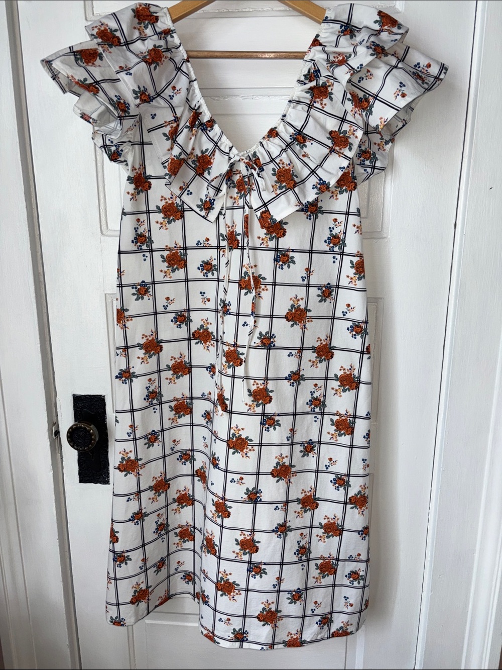 ZARA RUFFLE COLLAR MIDI DRESS - Picture 2 of 10